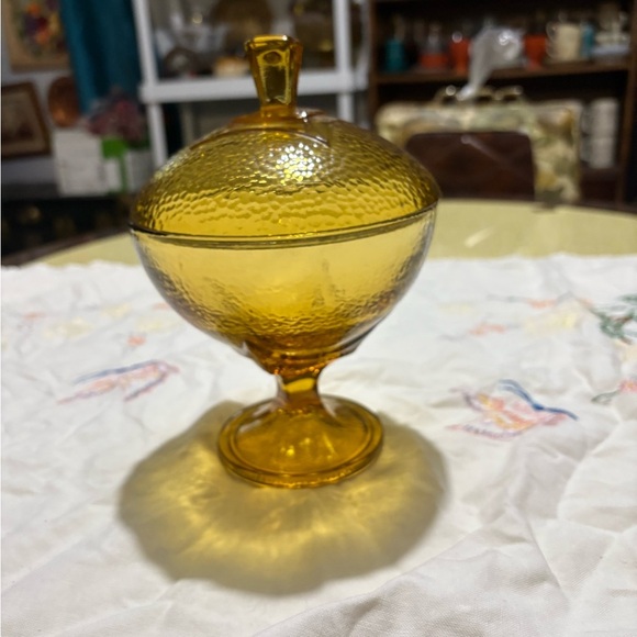 Vintage Jeannette Amber Glass Candy Dish - Picture 2 of 8